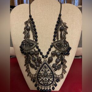 Elegant Black and Silver Statement Necklace